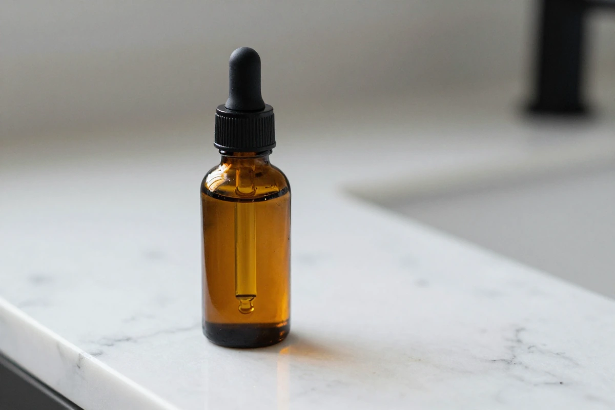 CBD tincture bottle with dropper